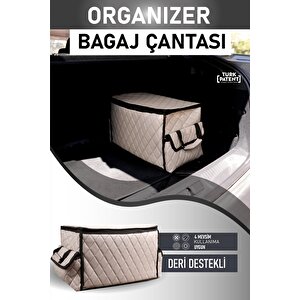 Oto Bagaj Çantası Deri Destekli Organizer Araç İçi Düzenleyici Toparlayıcı