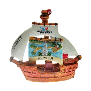 Hdmarketim Antalya Kemer Temalı Dekoratif Polyester Gemi Biblo 5923