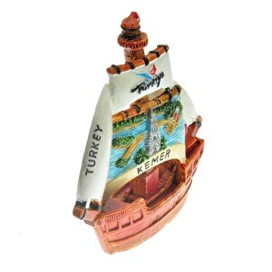 Hdmarketim Antalya Kemer Temalı Dekoratif Polyester Gemi Biblo 5923