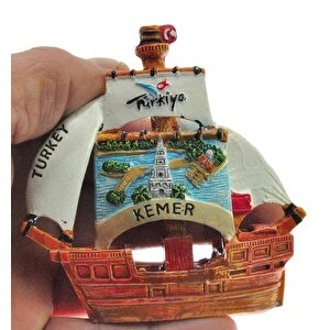 Hdmarketim Antalya Kemer Temalı Dekoratif Polyester Gemi Biblo 5923