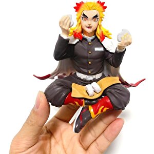 Anime Demon Slayer Kyojuro Rengoku 10 Cm Oturan Karakter Figür Oyuncak Biblo