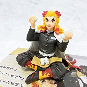Anime Demon Slayer Kyojuro Rengoku 10 Cm Oturan Karakter Figür Oyuncak Biblo