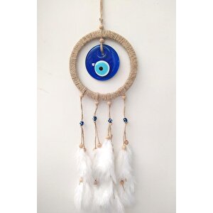 Hdmarketim Nazar Boncuklu Düş Kapanı Dreamcatcher Kuş Tüyü Duvar Süsü
