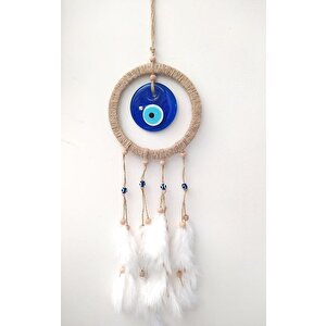 Hdmarketim Nazar Boncuklu Düş Kapanı Dreamcatcher Kuş Tüyü Duvar Süsü