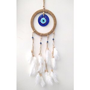 Hdmarketim Nazar Boncuklu Düş Kapanı Dreamcatcher Kuş Tüyü Duvar Süsü