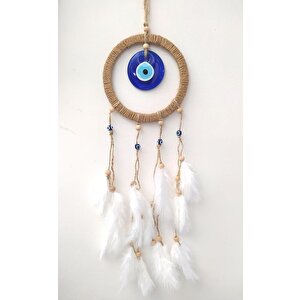 Hdmarketim Nazar Boncuklu Düş Kapanı Dreamcatcher Kuş Tüyü Duvar Süsü