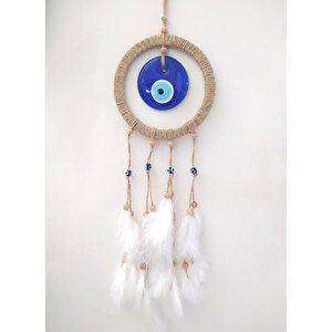 Hdmarketim Nazar Boncuklu Düş Kapanı Dreamcatcher Kuş Tüyü Duvar Süsü