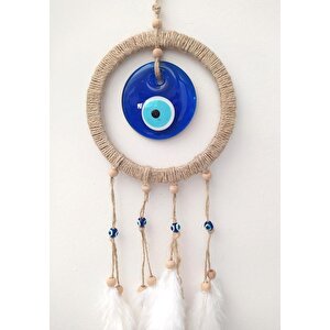 Hdmarketim Nazar Boncuklu Düş Kapanı Dreamcatcher Kuş Tüyü Duvar Süsü