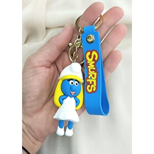 Anahtarlık Sevimli Şirine 3d Silikon Anahtarlık Araba Çanta Cüzdan Süsü