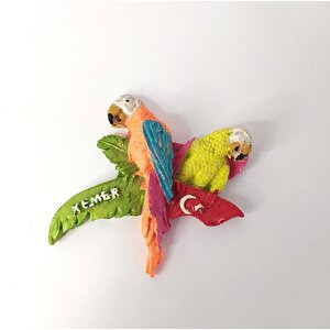 Sevimli Papağanlar Magnet Türk Bayraklı Buzdolabı Süsü Mıknatıslı