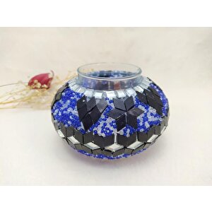 Mozaik El İşçiliği Orta Boy 10 Cm Lamba Camı Başlığı Mavi