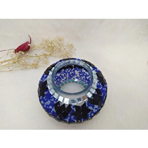 Mozaik El İşçiliği Orta Boy 10 Cm Lamba Camı Başlığı Mavi