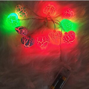 Hdmarketim Rengarenk Çatlak Kalp 10'lu Dekoratif Led Lamba (2 Metre)