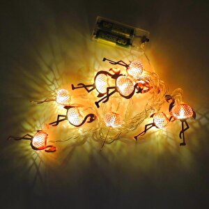 Hdmarketim Pembe Flamingo 10'lu Dekoratif Led Lamba (2 Metre)