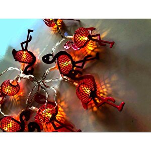 Hdmarketim Pembe Flamingo 10'lu Dekoratif Led Lamba (2 Metre)