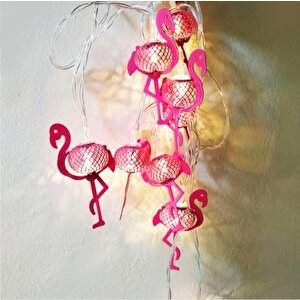 Hdmarketim Pembe Flamingo 10'lu Dekoratif Led Lamba (2 Metre)