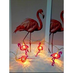 Hdmarketim Pembe Flamingo 10'lu Dekoratif Led Lamba (2 Metre)