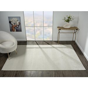 Zenith Zn007a Gri Halı Çizgi Desenli Modern Yumuşak Kadife İnce Antialerjik Salon Koridor Halısı 97x200 cm