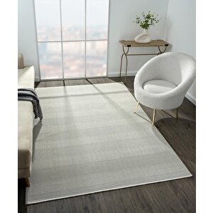 Zenith Zn007a Gri Halı Çizgi Desenli Modern Yumuşak Kadife İnce Antialerjik Salon Koridor Halısı 97x200 cm