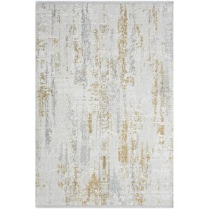 Zenith Zn011a Gri Halı Gold Detaylı Modern Yumuşak Kadife İnce Antialerjik Salon Koridor Halısı 77x150 cm