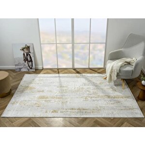 Zenith Zn011a Gri Halı Gold Detaylı Modern Yumuşak Kadife İnce Antialerjik Salon Koridor Halısı 78x300 cm
