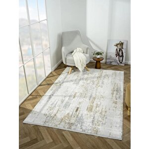 Zenith Zn011a Gri Halı Gold Detaylı Modern Yumuşak Kadife İnce Antialerjik Salon Koridor Halısı 78x300 cm