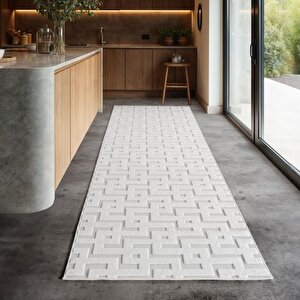 Modern Krem Renkli Labirent Desenli Bohem Salon Mutfak Mekan Teras Balkon Oda Ve Çocuk Halısı Oymalı Halı 280x370 cm