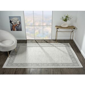 Zenith Zn001a Gri Halı Antrasit Kenar Çerçeveli Modern Parlak Yumuşak Kadife Ince Antialerjik Salon 156x230 cm