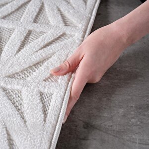 Modern Krem Renkli Zigzag Desenli Bohem Salon Mutfak Mekan Teras Balkon Oda Ve Çocuk Halısı Oymalı Halı