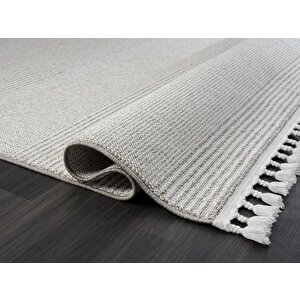 Wool Wl006a Gri Halı Sisal Bukle Dekoratif Tozsuz Antialerjik Salon Halısı Yatak Odası Koridor
