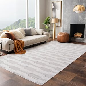 Modern Krem Renkli Etnik Desenli Bohem Salon Mutfak Mekan Teras Balkon Oda Ve Çocuk Halısı Oymalı Halı 140x200
