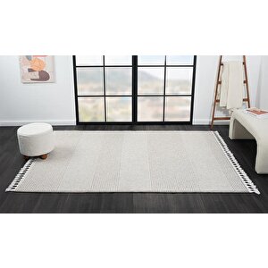 Wool Wl006a Gri Halı Sisal Bukle Dekoratif Tozsuz Antialerjik Salon Halısı Yatak Odası Koridor 100x200 cm