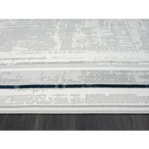Zenith Zn004a Gri Halı Antrasit Detaylı Lacivert Kenar Çerçeveli Yumuşak Kadife İnce Modern Halı
