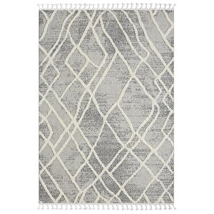 Wool Wl003a Gri Halı Antrasit Detaylı Sisal Bukle Dekoratif Kabartmalı Halı Tozsuz Antialerjik 120x180 cm