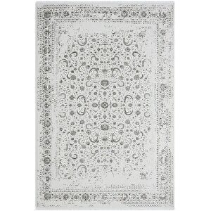 Zenith Zn006a Gri Halı Çiçekli Eskitme Detaylı Modern Yumuşak Kadife İnce Antialerjik Salon Halısı 77x150 cm