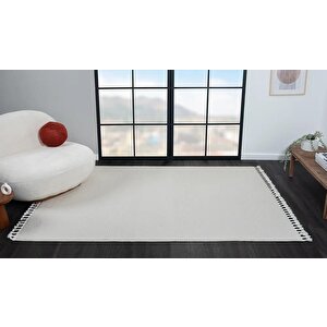 Wool Wl005a Beyaz Halı Sisal Bukle Dekoratif Tozsuz Antialerjik Salon Halısı Yatak Odası Koridor 100x200 cm