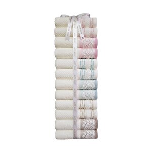 Evony Bronie Havlu 12 Adet - Mint Bej Pudra