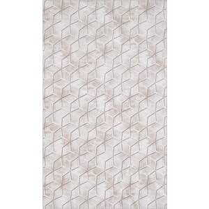 Karo Küp Desenli Kahverengi Renkli Kaymaz Taban Yıkanabilir Halı