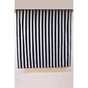 Kalın Düğmeli Kuş Gözlü Bağcık Hediyeli Balkon Perdesi Siyah-gri 360x200 cm