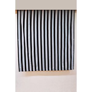 Kalın Düğmeli Kuş Gözlü Bağcık Hediyeli Balkon Perdesi Siyah-gri 580x200 cm
