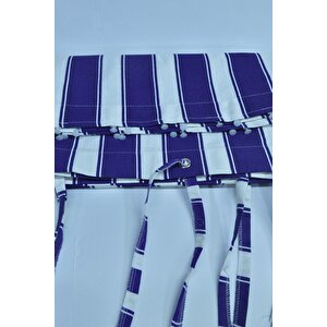 Kalın Düğmeli Kuş Gözlü Bağcık Hediyeli Balkon Perdesi Mavi-beyaz 160x220 cm