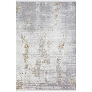 Elegance Eg012a Gri Gold Detaylı Modern Viskon Doğal Iplik Bambu Halı Tozu Az Salon Halısı Koridor 97x200 cm