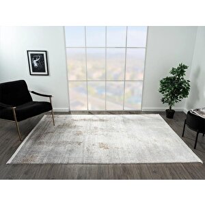 Elegance Eg012a Gri Gold Detaylı Modern Viskon Doğal Iplik Bambu Halı Tozu Az Salon Halısı Koridor 97x200 cm