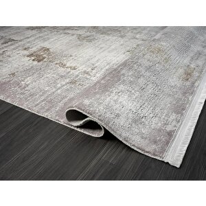 Elegance Eg012a Gri Gold Detaylı Modern Viskon Doğal Iplik Bambu Halı Tozu Az Salon Halısı Koridor