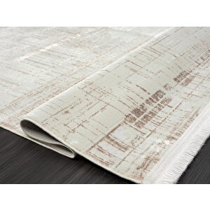 Best 108 Bej Halı Vizon Detaylı Ince Parlak Makinada Yıkanabilir Antialerjik Modern Salon Halısı 200x290 cm