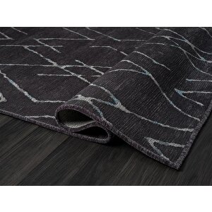 Lenda Ld006a Antrasit Kilim Gri Detaylı Ince Antialerjik Kaymaz Taban Makinada Yıkanabilir Halı