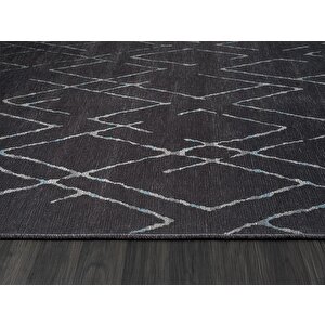 Lenda Ld006a Antrasit Kilim Gri Detaylı Ince Antialerjik Kaymaz Taban Makinada Yıkanabilir Halı