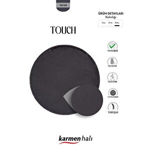 Post Touch Th001d Antrasit Halı Post Peluş Kürk Halı Yuvarlak Daire 90x140 cm