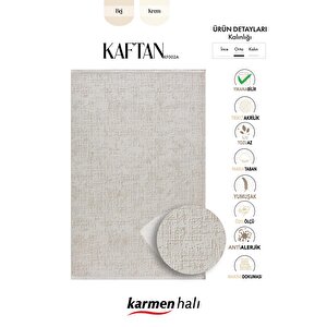 Kaftan Kf002a Bej Halı Kabartma Desenli Akrilik Halı Tozuaz Salon Halısı Yatak Odası Halısı Koridor