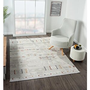 Lotus 8573 Gri Halı Renkli Iskandinav Desenli Modern İnce Akrilik Tozuaz Salon Yatak Odası Halısı 120x180 cm